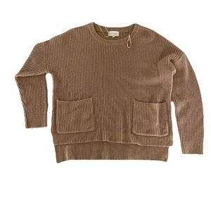 Madewell‎ Sweater Womens Small Brown Ribbed Knitted Patch Pocket Long Sleeve